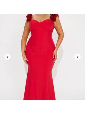 Fashion Nova Rosie Red Floral Strap Mermaid Maxi Dress XL NWT